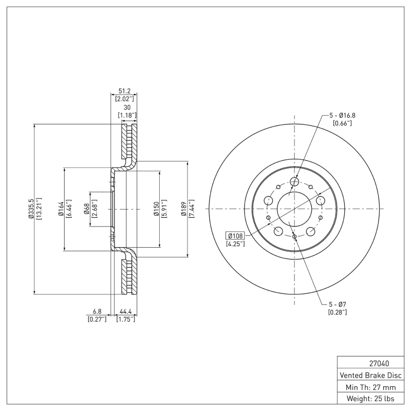 Volvo XC90 Brake Rotor (1) - Front - R1 Concepts - Plain - `03-`09